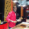 Chris Smith a.k.a. CLS, getting involved during a cooking entertainment show at a Japanese restaurant in an Instagram post.