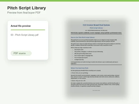Preview of the Pitch Script Library PDF.